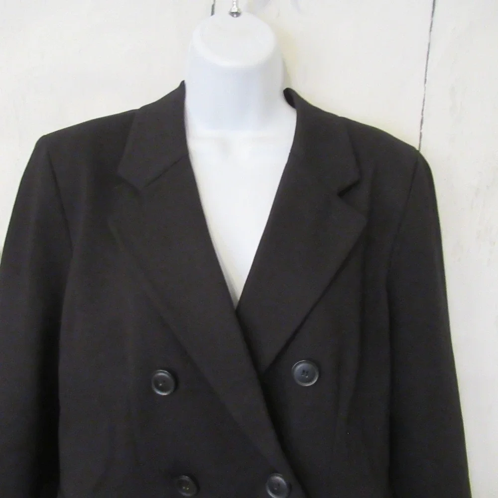 Quince Blazer Womens L Large Black Double Breasted Ponte Knit Travel Packable